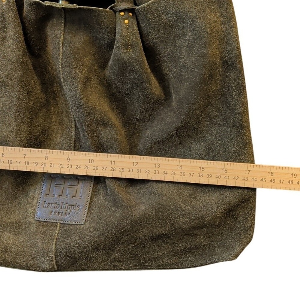 Haute Hippie Suede Hobo Olive Green Slouchy Boho Shoulder Bag With Pouch - Picture 4 of 12